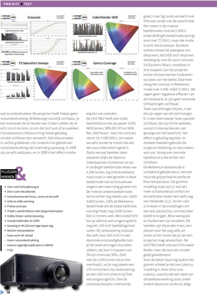 Optoma UHZ78LV test in FWD 117 pagina 3